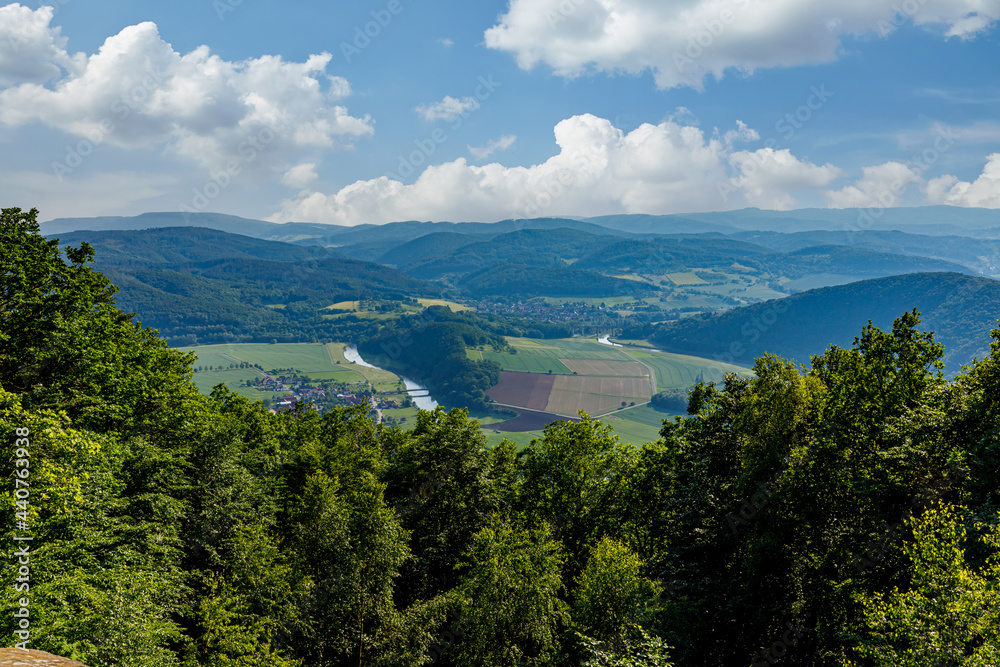 View from the Devils pulpit rock into the Werra River Valley between Hesse and Thuringia