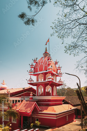 Panaji, Goa, India. Tower Of The Hindu Maruti Temple Or Hanuman Temple Is Located In Panjim. Built In Honor Of The God Of Monkeys Haruman. Famous Landmark And Heritage. Popular Destination photo