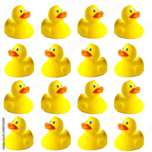 Ducks on a white background. Seamless patterns. Toy animal.