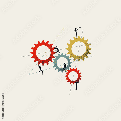 Business team and teamwork vector concept. Symbol of cooperation, process, solution. Minimal illustration. photo