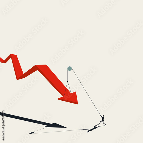 Business recovery and growth vector concept. Symbol of averting crisis, restart. Minimal illustration.