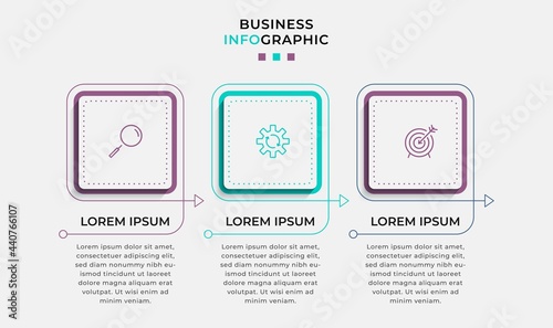 Business Infographic design template Vector with icons and 3 options or steps. Can be used for process diagram, presentations, workflow layout, banner, flow chart, info graph