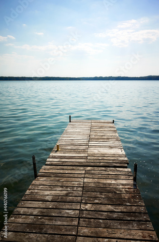 Wooden pier at Drawsko lake, maximum depth of 80 m makes it the second deepest lake in Poland.