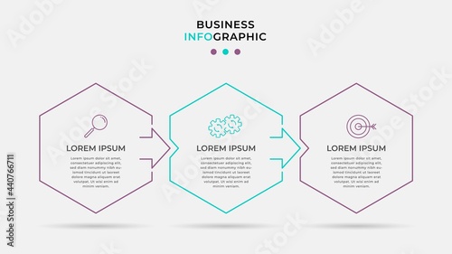Business Infographic design template Vector with icons and 3 options or steps. Can be used for process diagram, presentations, workflow layout, banner, flow chart, info graph