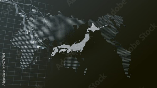 日本のモノトーンデジタル株価チャートイメージ