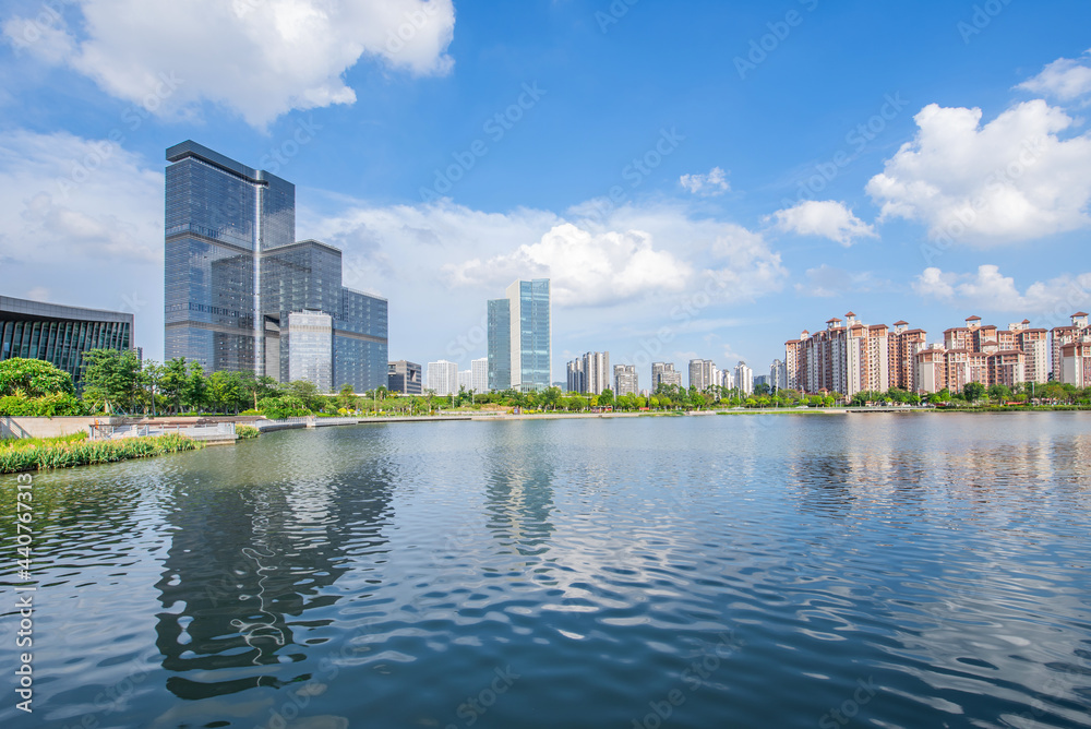 Residential properties on the shore of Phoenix Lake Park, Nansha, Guangzhou