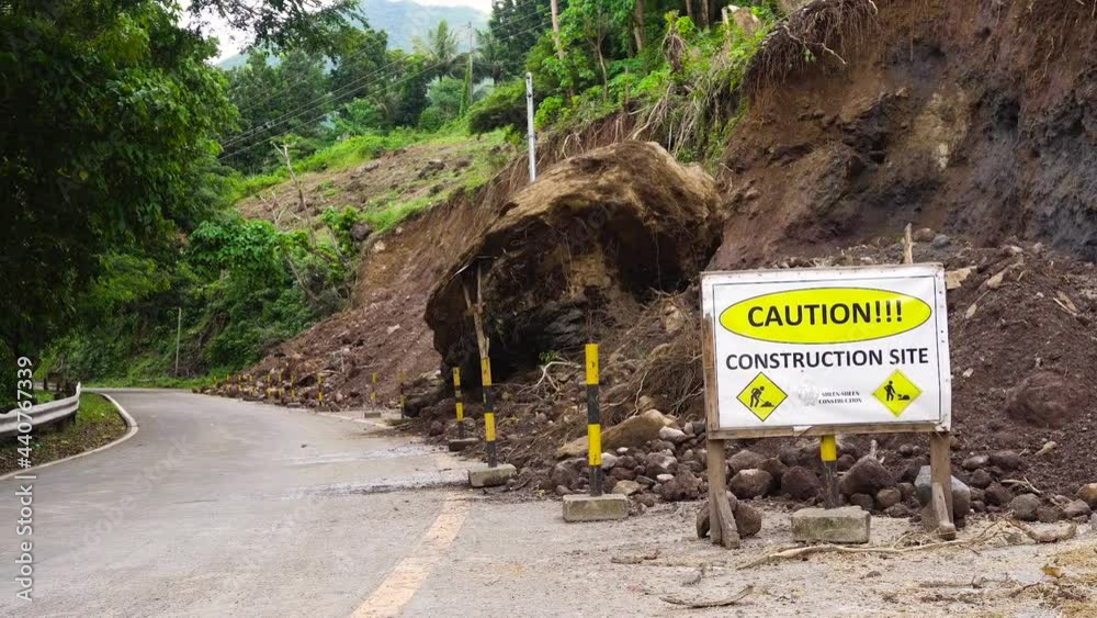 Landslide after heavy raining. Rockfall in the mountains. Philippines. Landslide after heavy raining. Rockfall in the mountains. Philippines.
