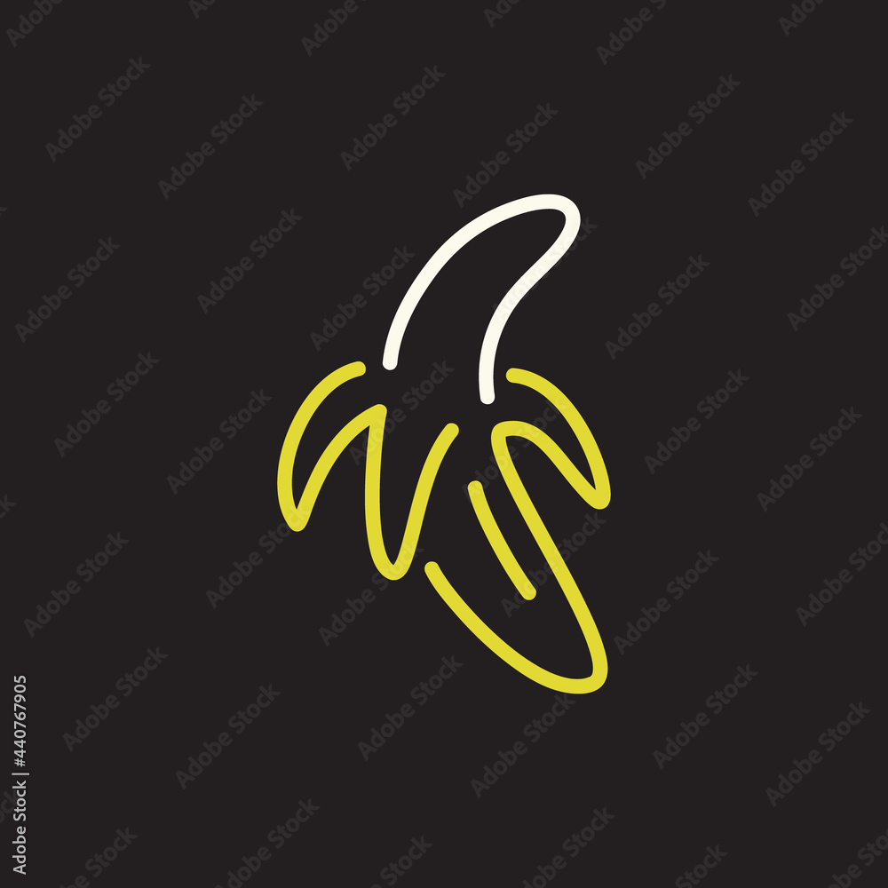 Fototapeta premium Banana fruit neon like vector illustration icon