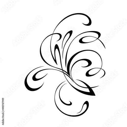 ornament 1824. decorative abstract twig with curls in black lines on a white background
