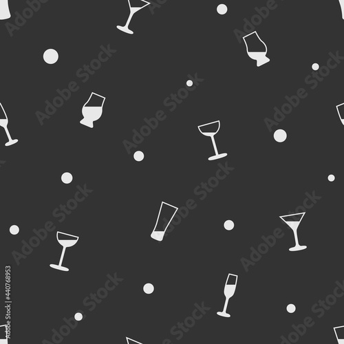 Seamless pattern of monochrome minimalistic cocktail alcoholic drinks in flat style. ready to use for cloth, textile, wrap and other.