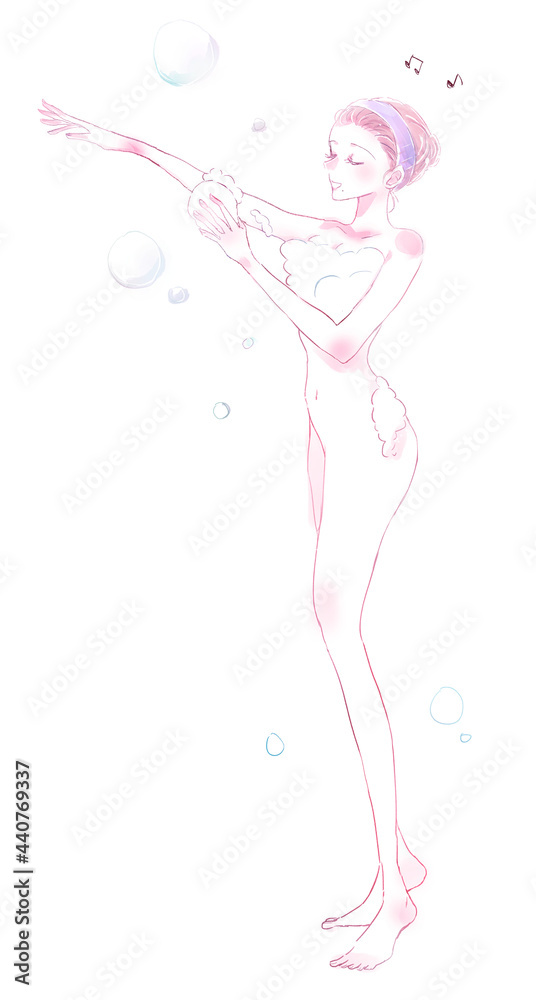シャワーを浴びている女性