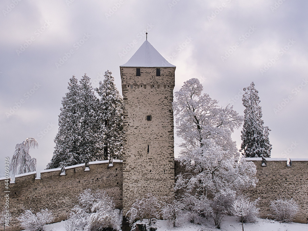 The snow-covered tower 