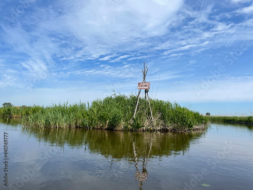 Sign at the waterfront towards Oudega or Gaastmeer photo