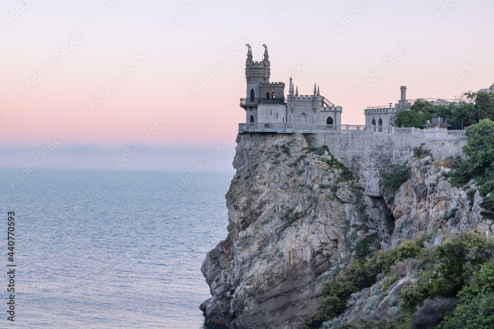 Swallow's Nest  is a decorative castle located near Yalta in the Crimean Peninsula. It was built between 1911 and 1912, on top of the 40-metre (130 ft) high Aurora Cliff