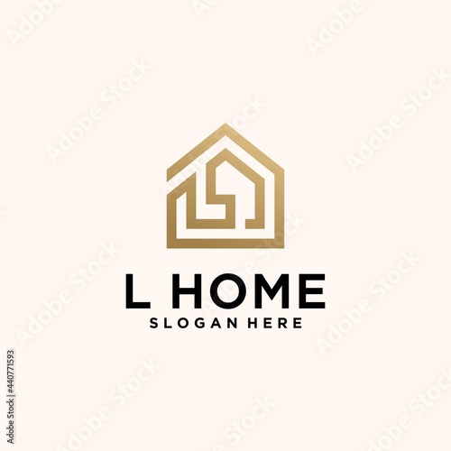 Set of modern home architecture industrial building logo design templates with initial letter L, house logo letter L
