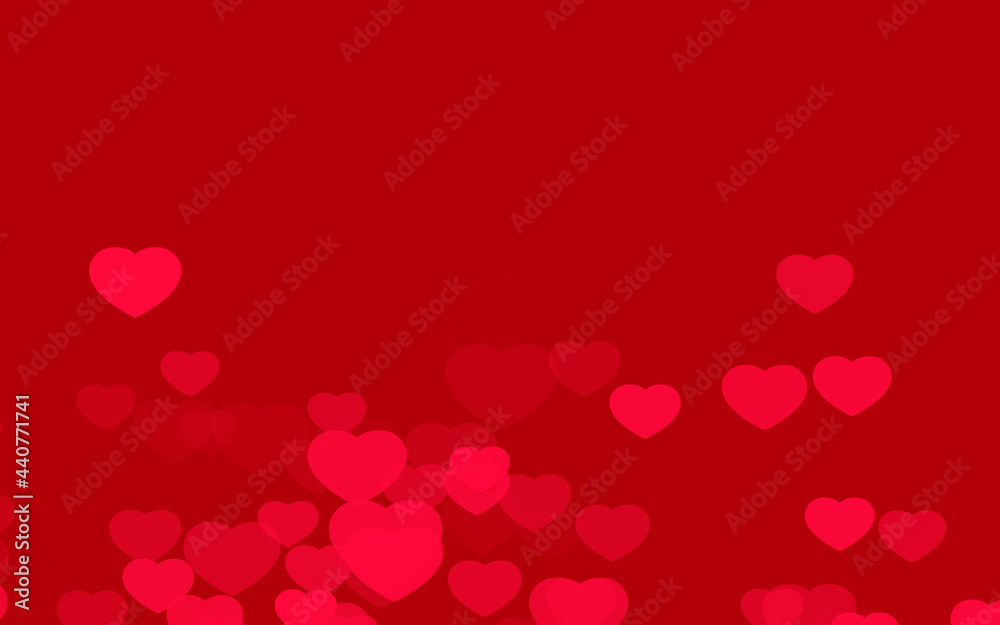 Valentine day red hearts on red background.
