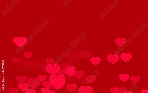 Valentine day red hearts on red background.
