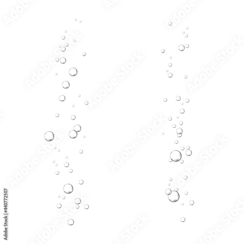 Fototapeta Naklejka Na Ścianę i Meble -  Oxygen air bubbles  flow  in water on white  background.