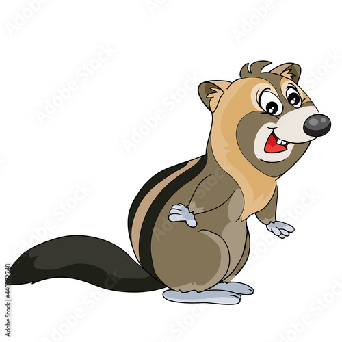 cute striped chipmunk character  cartoon illustration  isolated object on white background  vector 