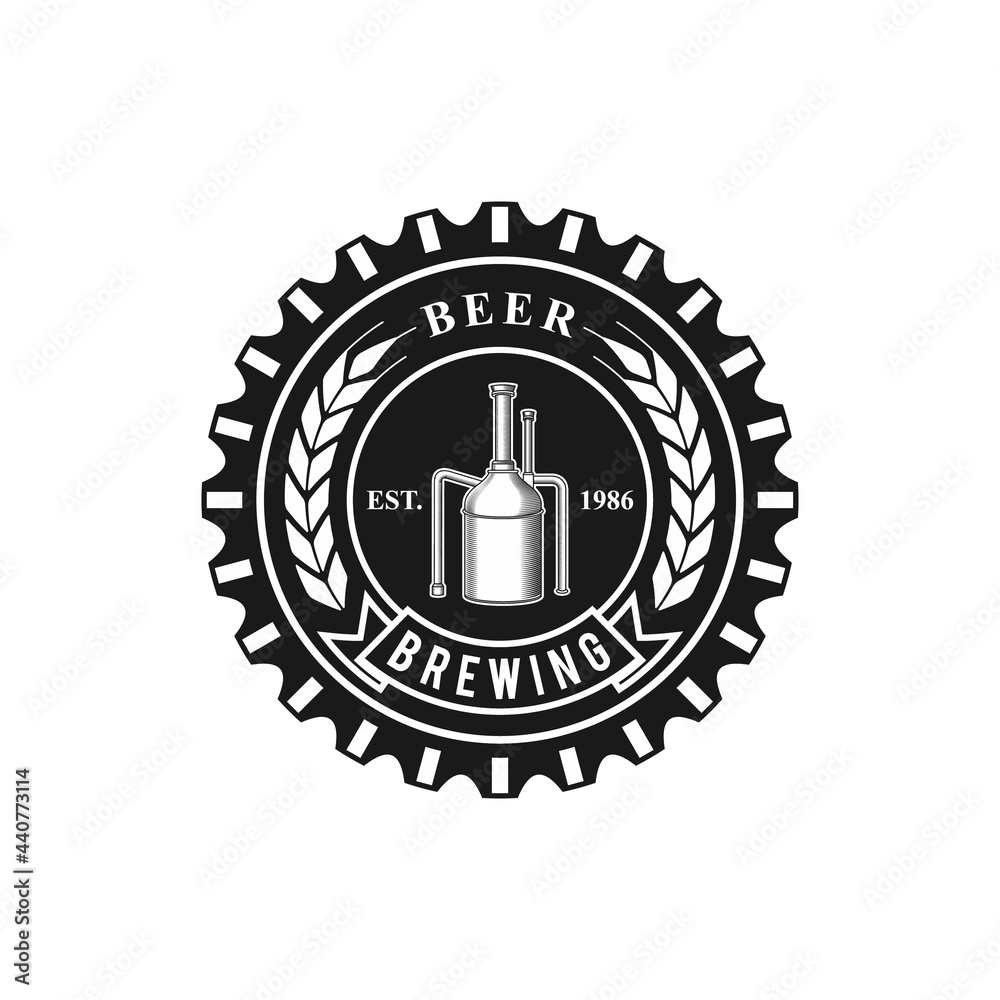 Fototapeta premium BEER AND BREWING LOGO VINTAGE STYLE, VECTOR TEMPLATE DESIGN, PREMIUM QUALITY