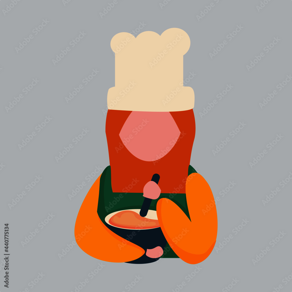 simple illustration of muslim woman cooking