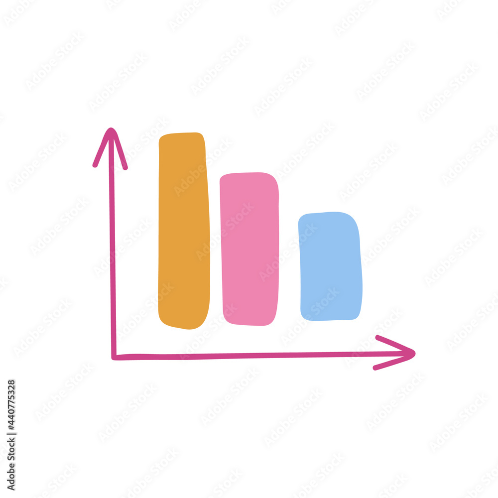 Cute hand drawn clipart of chart, graph. Infographic business element for presentations, statistic, reports. Vector illustration isolated on background. Cute hand drawn clipart of chart, graph. Infographic business element for presentations, statistic, reports. Vector illustration isolated on background.