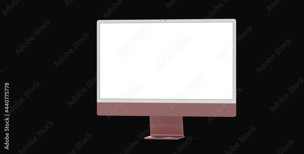 Workspace blank screen desktop computer, Mockup computer background dark black Workspace blank screen desktop computer, Mockup computer background dark black