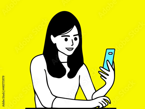woman making facetime video calling with smartphone. using zoom meeting online app, social distancing, work from home remotely during covid-19 coronavirus lockdown, new normal concept vector design