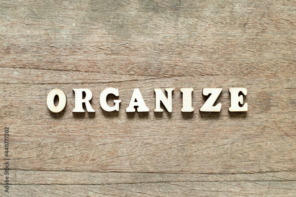 Alphabet letter block in word organize on wood background Alphabet letter block in word organize on wood background