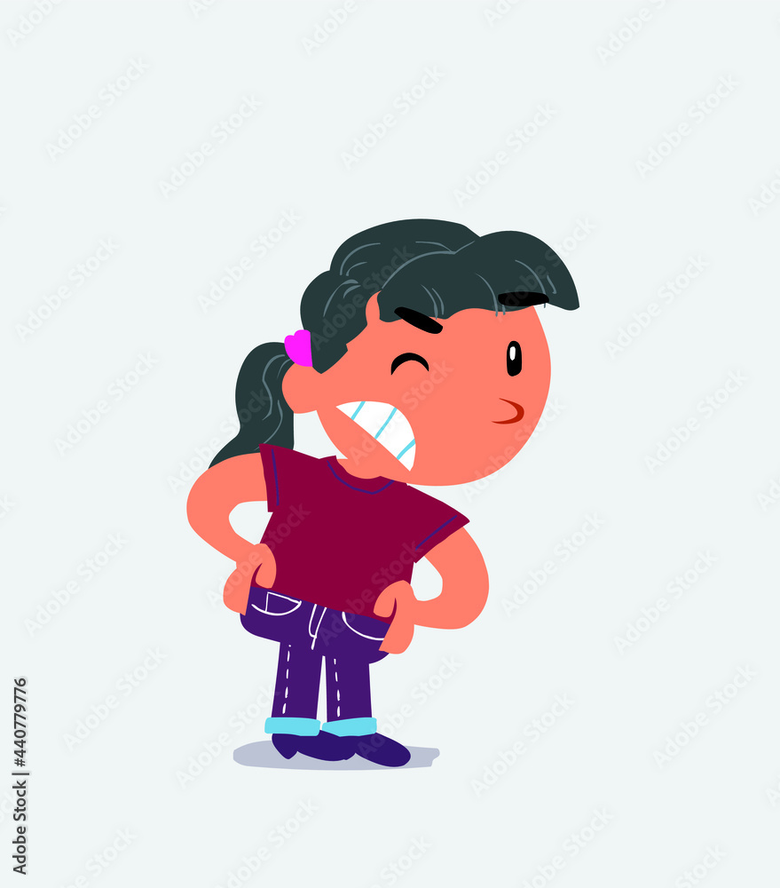 cartoon character of little girl on jeans suspecting something wrong cartoon character of little girl on jeans suspecting something wrong