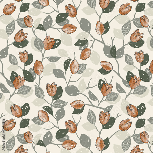 Beech Forest and Beech Nut Watercolor Pattern