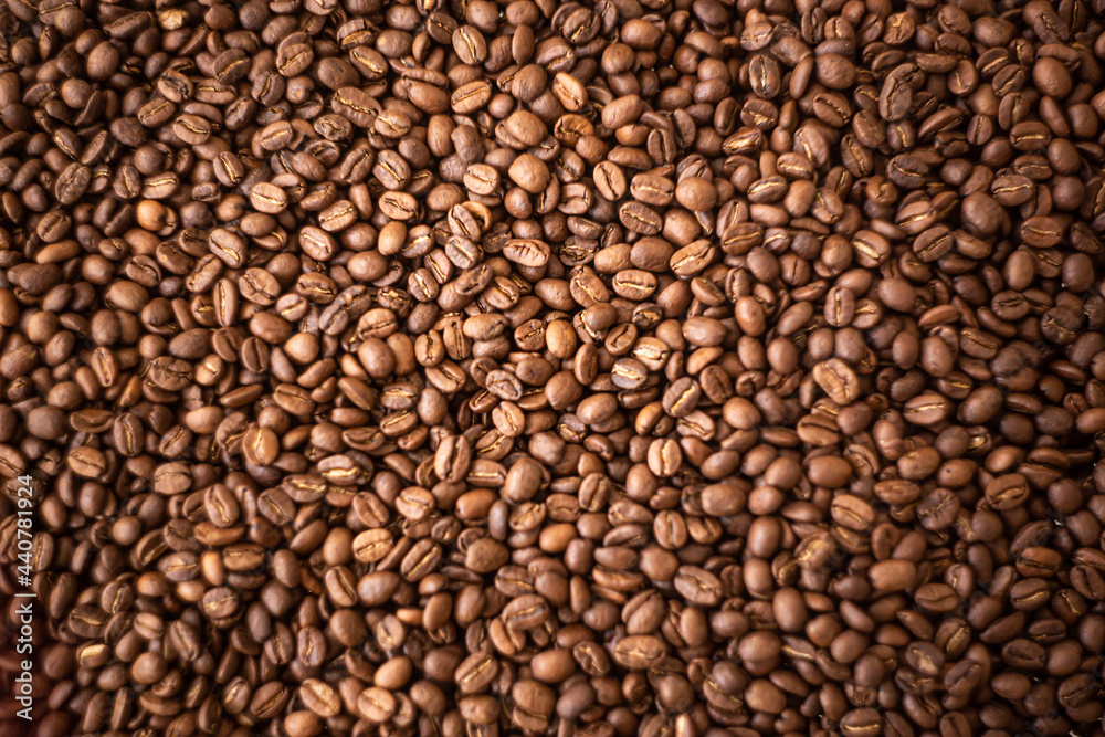Coffee. Roasted coffee beans. Texture.
