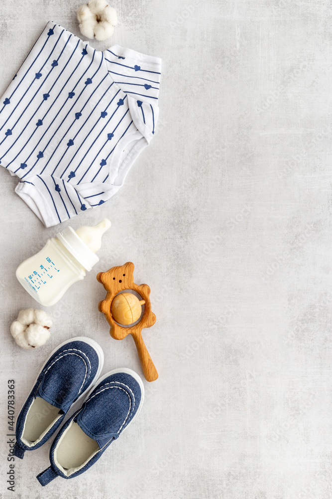 Baby shirt bodysuit with bottle of milk and kids accessories Baby shirt bodysuit with bottle of milk and kids accessories