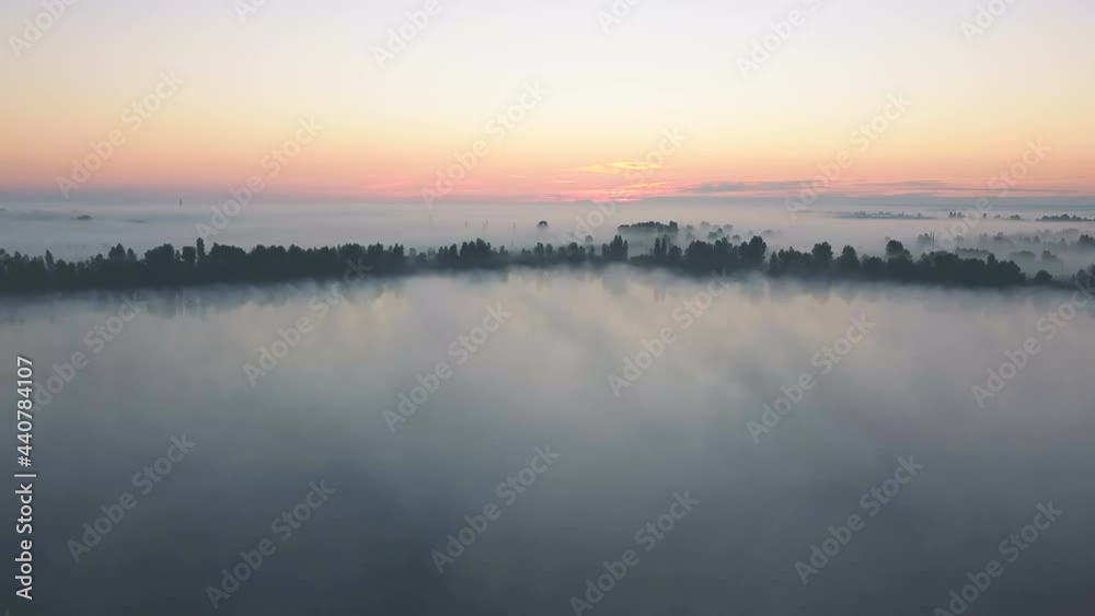 4K Aerial. Fly over river morning time with fog. Beautiful morning landscape
4K Aerial. Fly over river morning time with fog. Beautiful morning landscape