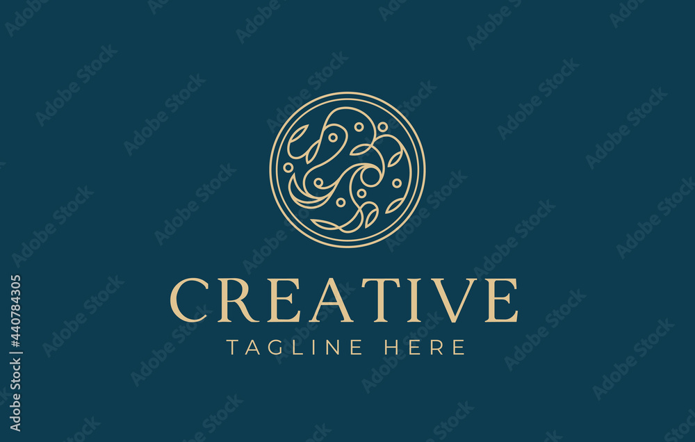 Emblem luxury beauty spa Logo Design Template. spa, eco organic product Icon Line Art Vector Emblem luxury beauty spa Logo Design Template. spa, eco organic product Icon Line Art Vector