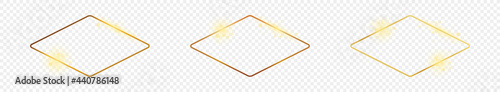 Gold glowing rounded rhombus shape frame