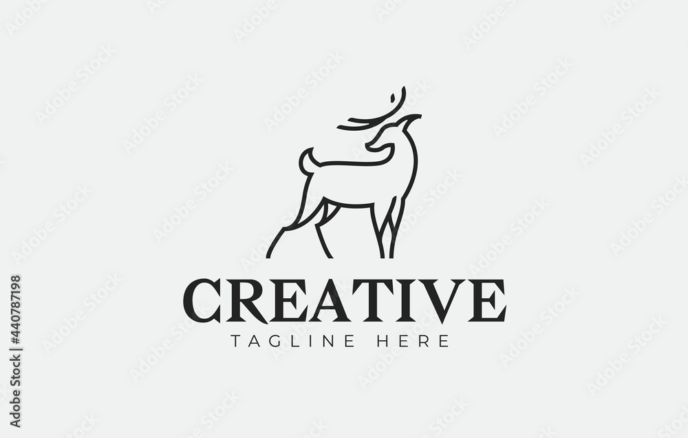 Deer Line Logo Design Template. Elegant Deer Icon Line Art Vector Deer Line Logo Design Template. Elegant Deer Icon Line Art Vector