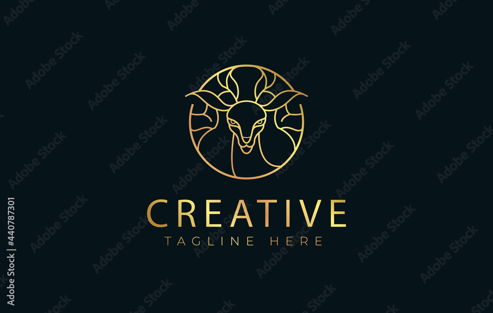 Luxury Deer Antlers Logo Design Template. Elegant Deer Icon Line Art Vector Luxury Deer Antlers Logo Design Template. Elegant Deer Icon Line Art Vector