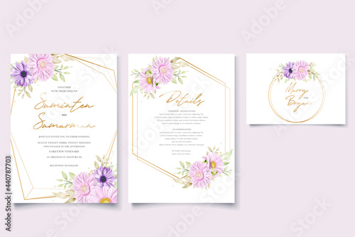 watercolor chrysanthemum wedding card set