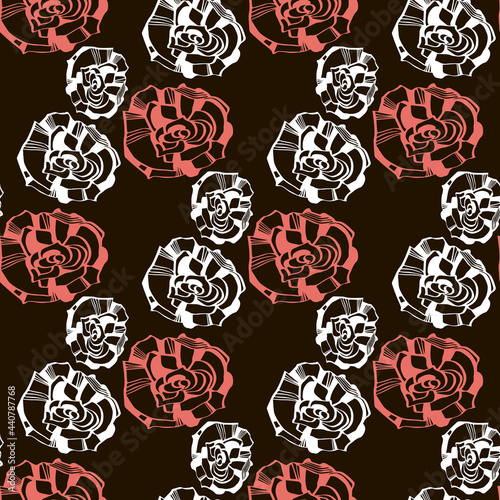 seamless pattern wonderland three red and white roses vector