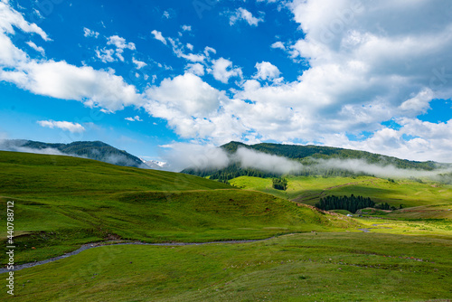 landscape with blue sky