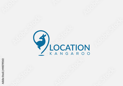 Abstract location kangaroo emblem logo design template