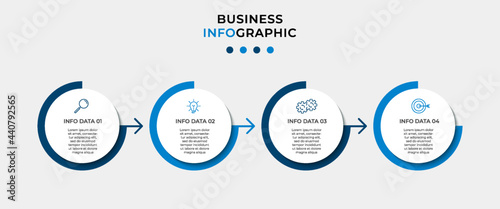Business Infographic design template Vector with icons and 4 options or steps. Can be used for process diagram, presentations, workflow layout, banner, flow chart, info graph