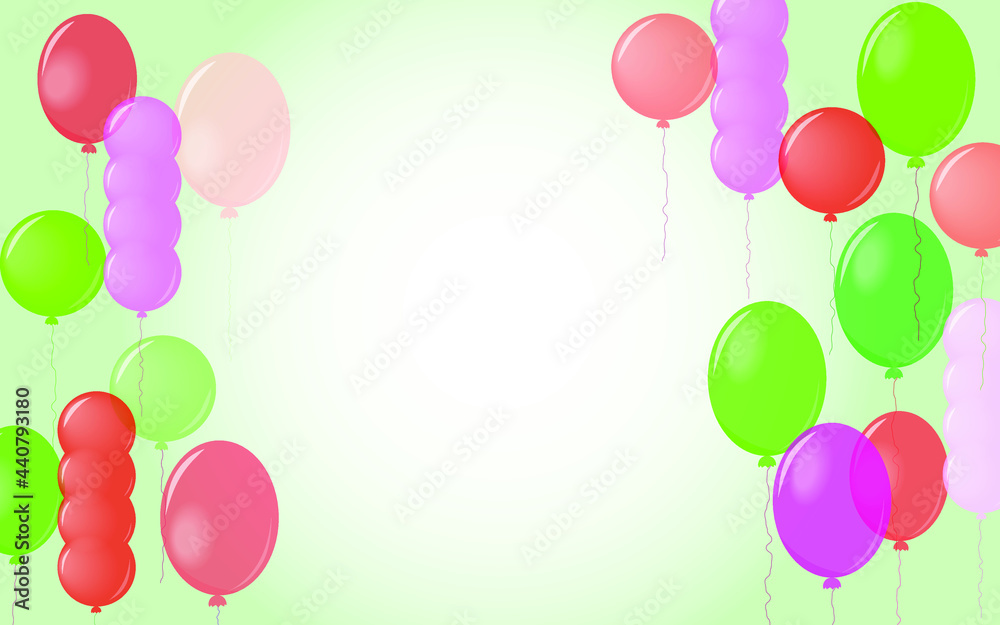 Balloons borders over light green background. vector