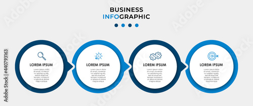 Business Infographic design template Vector with icons and 4 options or steps. Can be used for process diagram, presentations, workflow layout, banner, flow chart, info graph