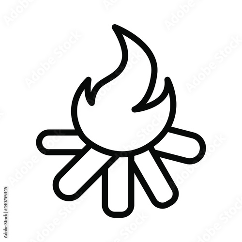 Bonfire line icon. Representation of crossed logs and fire above them, simple vector illustration. Outline sign for mobile concept and web design, store, logo