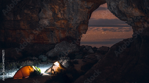 Canvas Print Sleeping under the stars at Wolfberg Arch