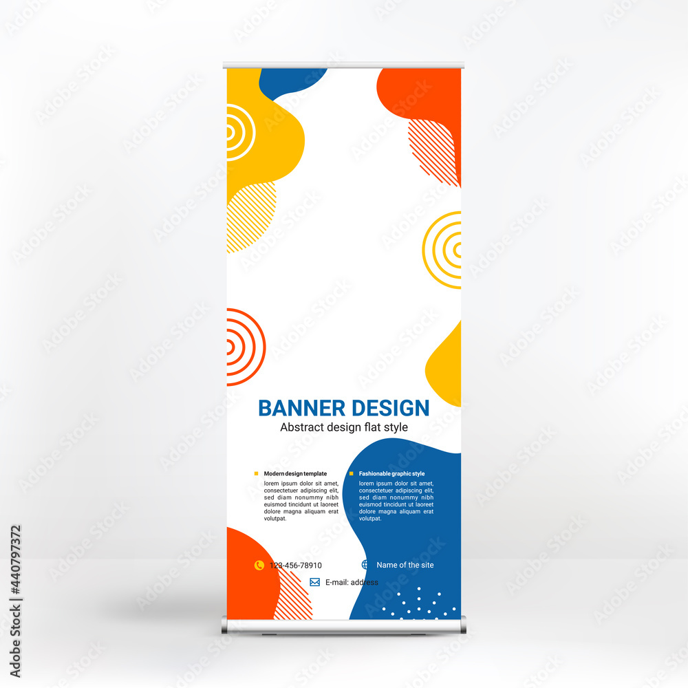 Roll-up banner design, creative background of graphic shapes, modern design  for outdoor advertising Stock Vector | Adobe Stock