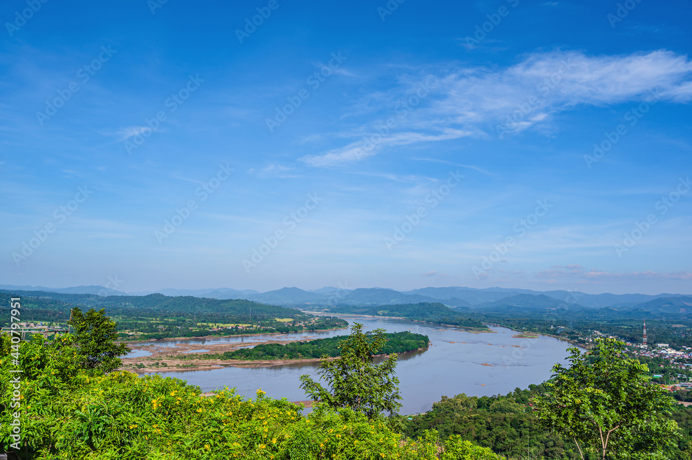 Beautiful landscape view on Phu Lamduan at loei thailand.Phu Lamduan is a new tourist attraction and viewpoint of mekong river between thailand and loas.