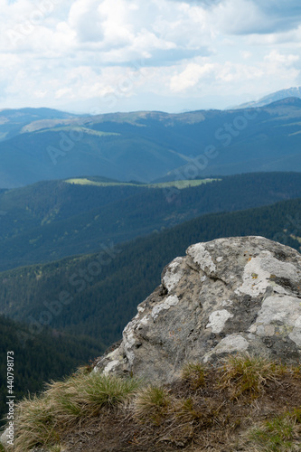 rocky mountain ledge, summer mountain scenery
